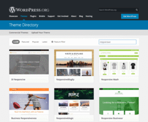 A screen capture of the Wordpress theme directory