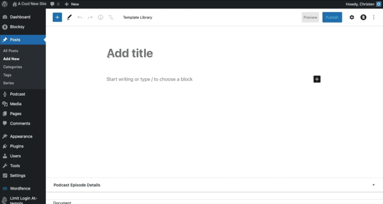 An animated GIF showing the steps for using the new block editor.