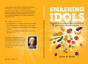 The cover of the book, Smashing Idols, featuring an illustrated golden bull with vegetables exploding from it.