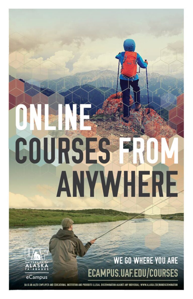 A flyer showing two people in the Alaska bush