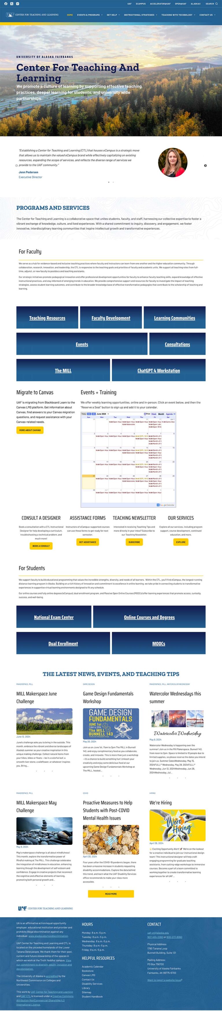A screenshot of the CTL website