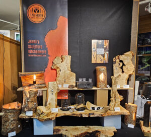 The FNDG display at the 2 Street Gallery with the banner shown against the back wall.